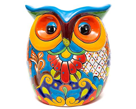 Buy Enchanted Talavera Mexican Pottery Extra Large Owl Flower Pot Hand ...