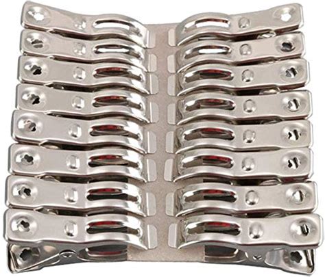FOMMEN Clothes Pins 32 Pcs Metal Beach Chair Towel Clips,Heavy Duty ...