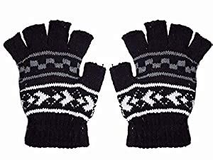 Morges Men's Winter Wool Half Finger Gloves for Motorcycle Riding ...