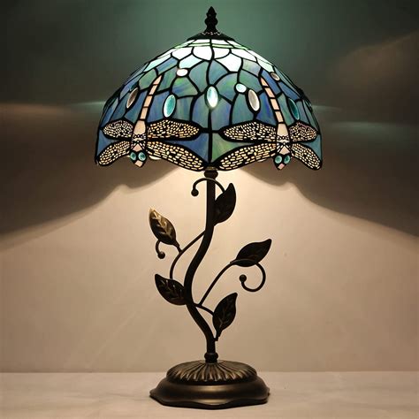 Tiffany Table Lamp, Stained Glass Lamp, Blue Dragonfly Desk Light ...