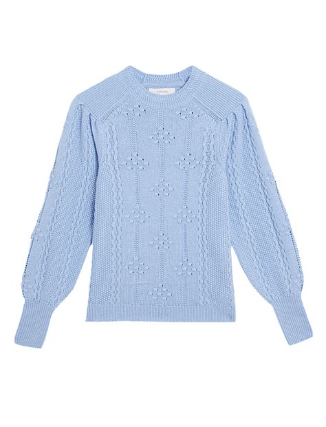 Buy Textured Blouson Sleeve Jumper with Wool at Marks & Spencer
