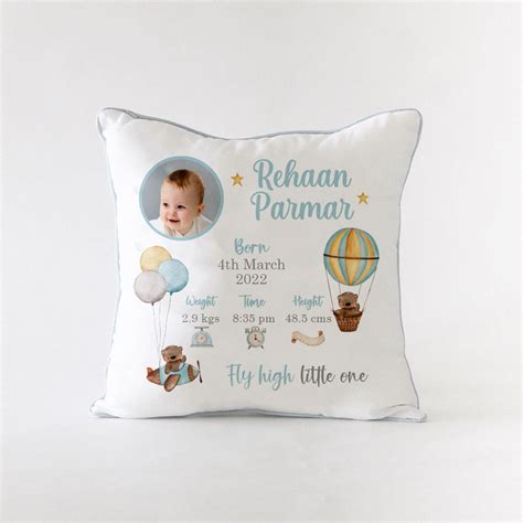 Birth Statistics Cushion - Fly High – The Tiny Trove
