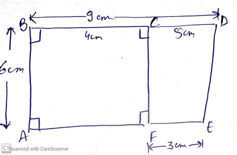 diagrams on C D E F is a trapezium abcf is a rectangle BD is equal to 9 ...