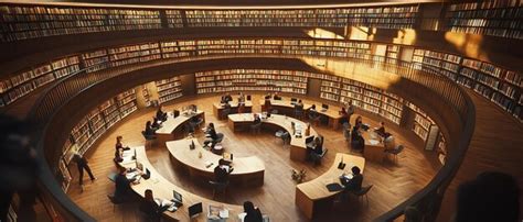 Quotcircular library with curving bookshelvesquot | Premium AI ...