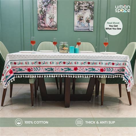Cotton Dining Table Cover, Printed Cotton Table Cloth with Boho Tassels ...