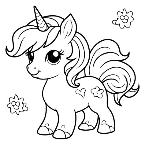 Premium Vector | Cute baby unicorn coloring pages