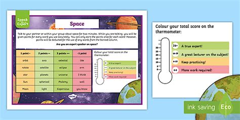 KS2 Speak like an Expert Challenge Card: Space