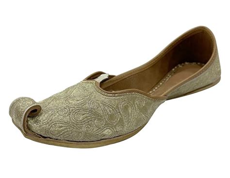 Step n Style Women Gold Pakistani Juti Punjabi Jutti Ethnic Mojari ...