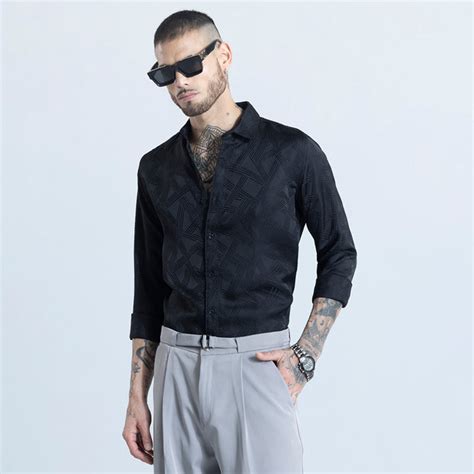 Buy Men's Quadrome Black Shirt Online | SNITCH