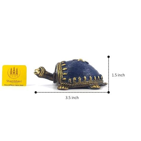 Tribal Handicraft Bell Metal Turtle Figurine (Blue, 3.5 inch ...