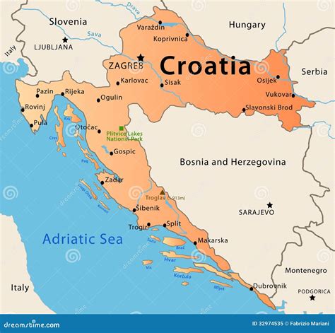 Croatia map stock illustration. Illustration of illustration - 32974535