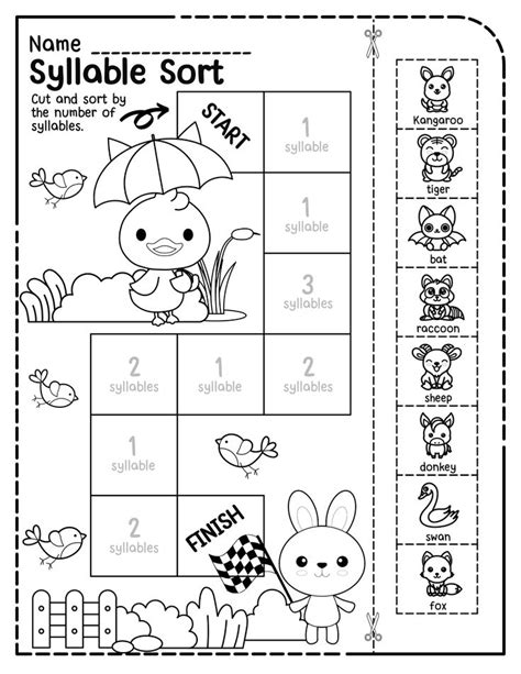 Free Count Syllables Worksheet 的图像结果