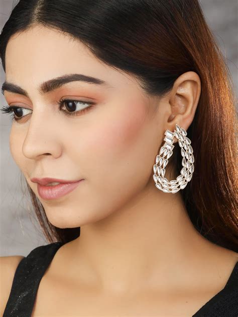 Stones Studded Rose Gold Plated Drop Earring – Priyaasi