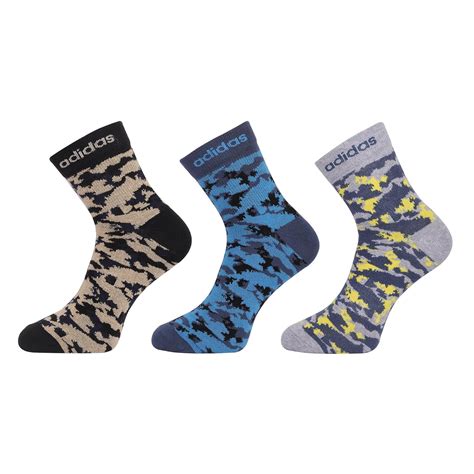 adidas Cotton Men's Pack Of 3 Flat Knit Ankle Length Socks, Black ...