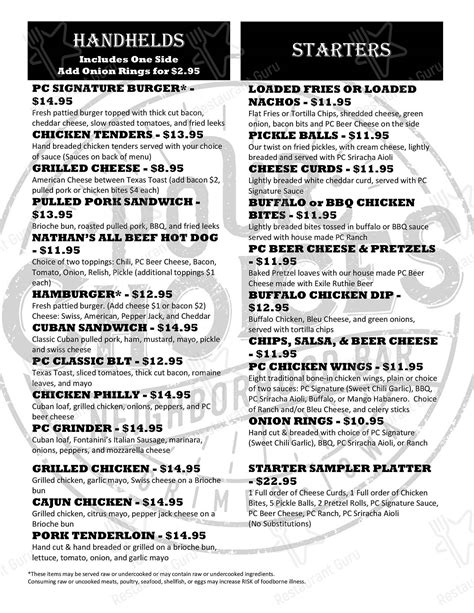 Menu at Pour Choices Neighborhood Bar, Grimes