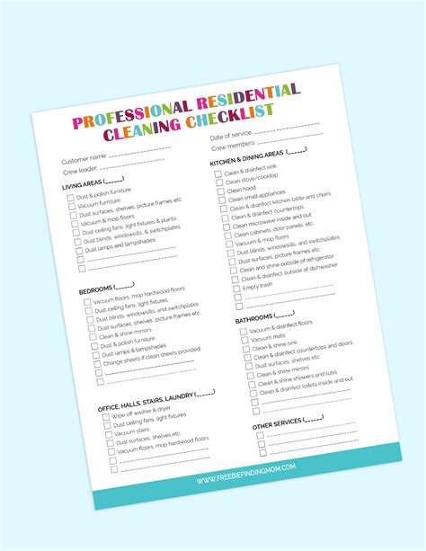 Professional House Cleaning List Printable Checklist