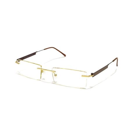 Gold Brown Rimless Blue Light Blocker Computer Glasses 6057GO – Glasses ...