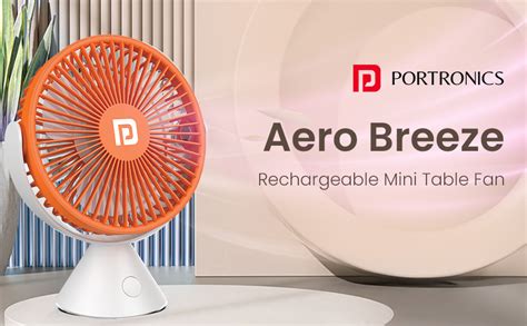 Portronics Aero Breeze Portable table Fan 178mm, USB Rechargeable Fan ...