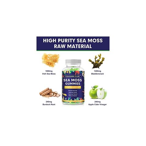 Buy Todasana Club Organic SEA Moss Gummies 1800mg - 4 in-1 - Vegan ...