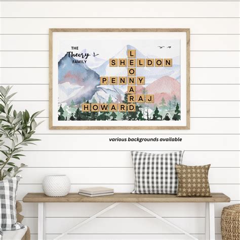 Custom Scrabble Wall Art Personalized Names Gift Family Crossword Print ...