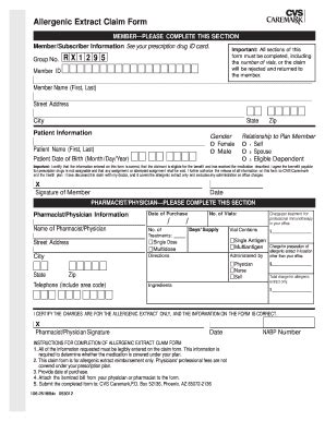 Allergenic Extract Claim Form - PEBTF - Pebtf - Fill and Sign Printable ...