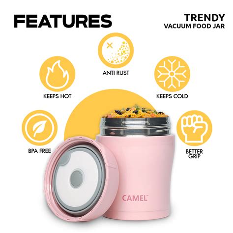 Trendy Vacuum Food Jar - Light Pink - 300ml - Camel Flasks – Camelflasks