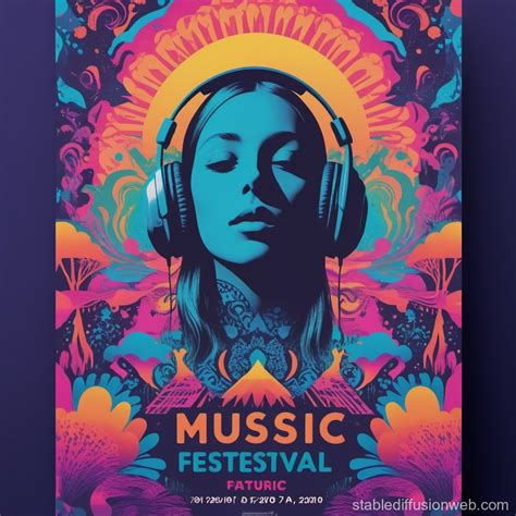 make a poster for a music festival with a psychedelic image style it ...