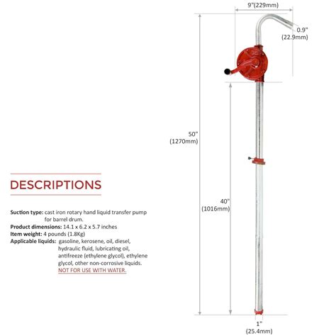 KROST Metal Rotatory Hand Operated Barrel and Oil Drum Pump (Red): Buy ...