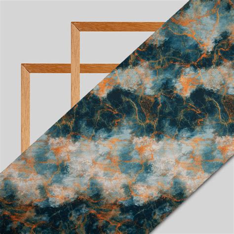 Light Grey And Orange Abstract Digital Print American Crepe Fabric ...