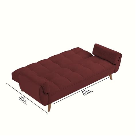 Francois 3 Seater Convertible Sofa Cum Bed for Living Room (Maroon Fab