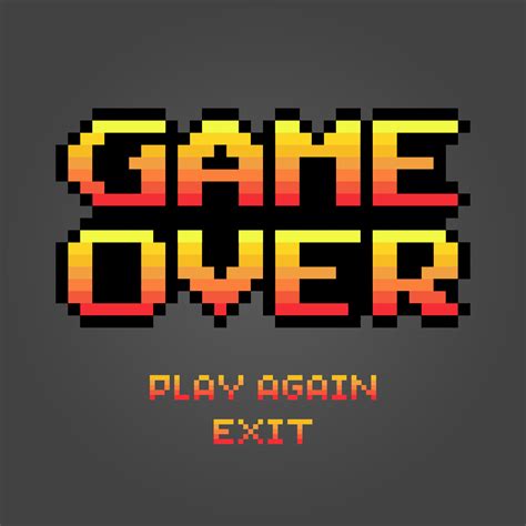 8-bit pixel text, game over. Background icon for game assets in vector ...