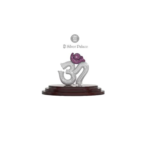 925 Sterling Silver Radhe Collection Om Idol With Pink Stone For Pooja ...