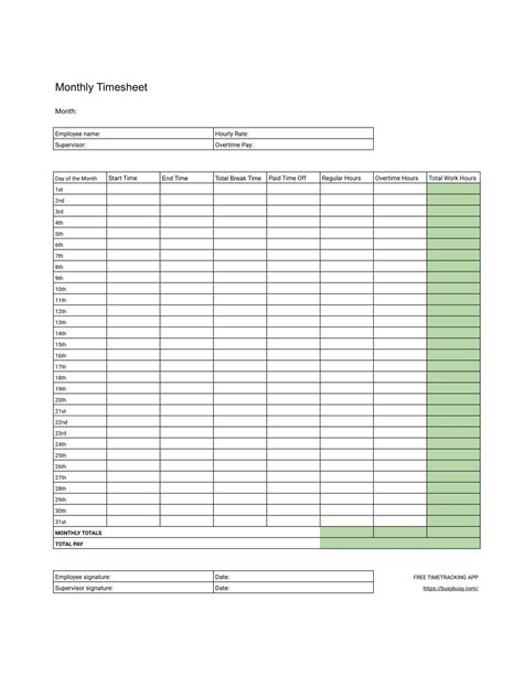 Printable Timesheet Printable Timesheet Template - Online Lesson