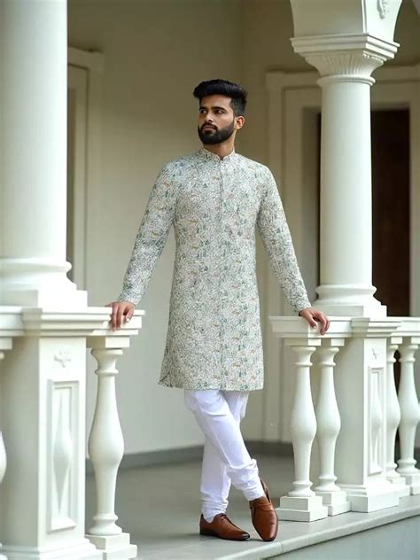 Light Pista Animal with Floral Printed Cotton Kurta – RS Brothers