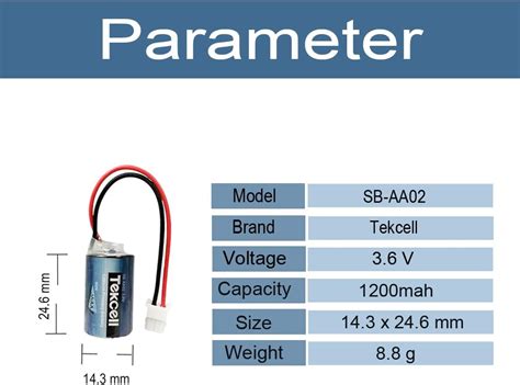 Buy STEPMAX 6PCS 3.6V 1200mah Tekcell SB-AA02 1/2AA Lithium Battery for ...