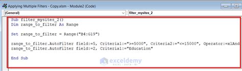 Image result for Excel VBA Multiple Filters