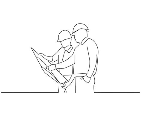 Engineer and entrepreneur line art illustration | Premium Vector