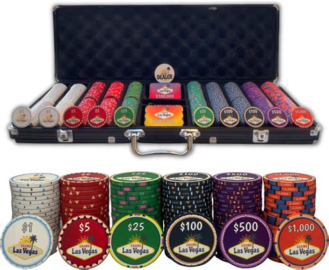 Amazon.com: Vegas Chip Ceramic Poker Chip Set for Texas Hold'em - 500 ...