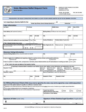North Carolina Absentee Ballot Request Form - Blank Fillable Template ...