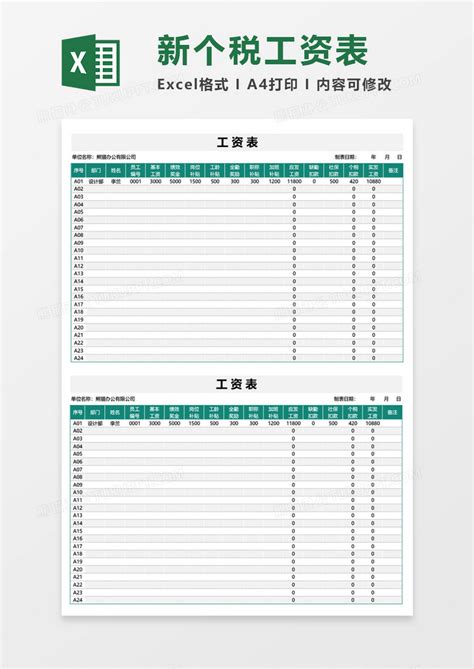 工资表计算器空白表Excel模板下载_熊猫办公
