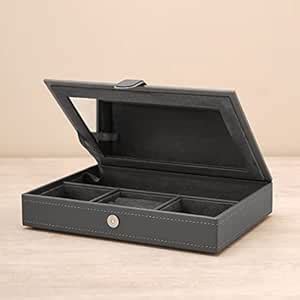 PURE HOME + LIVING Grey Faux Leather Jewellery Box : Amazon.in: Jewellery