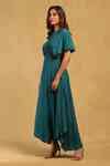 Buy Green Viscose, Lycra, Satin Embroidery Shell Embellished Dress With ...