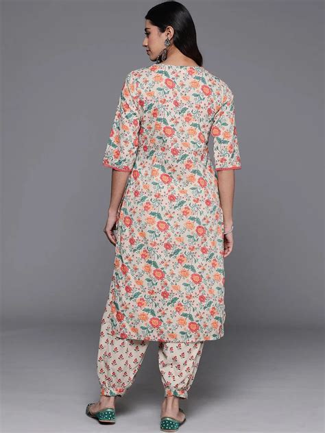 Buy Beige Printed Cotton Straight Kurta Set Online at Rs.1199 | Libas