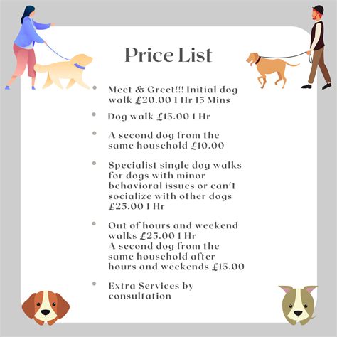 Dog Walking Price List