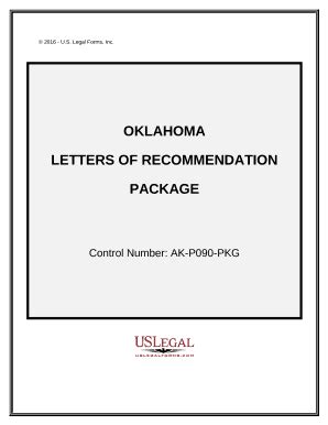 Oklahoma Letters of Recommendation Package Doc Template | pdfFiller