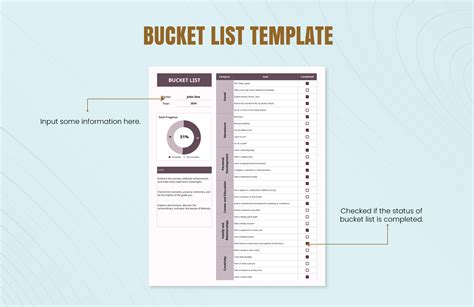 Bucket List Template in Excel, Google Sheets to Download | Template.net