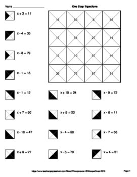 Image result for One Step Equations Coloring Worksheet