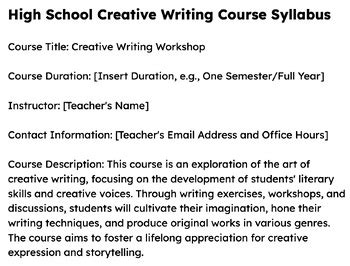 Image result for Creative Writing Course Syllabus