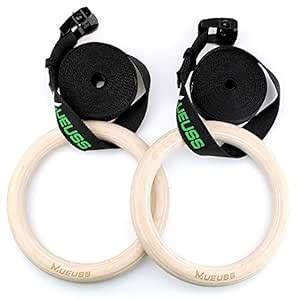 MUEUSS Gymnastic Rings, Smooth Rings with Adjustable Straps, Fitness ...