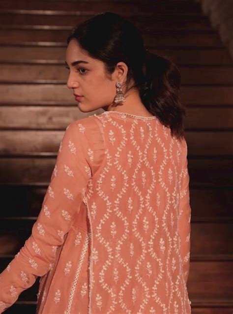 Kira Organza Peach Anarkali Kurta Set